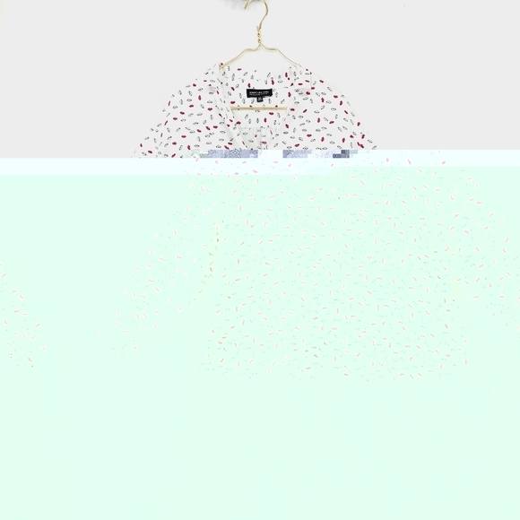 Jones New York Collection Lip Print Fun Long Sleeve Button Down Shirt P2967 - Picture 1 of 8